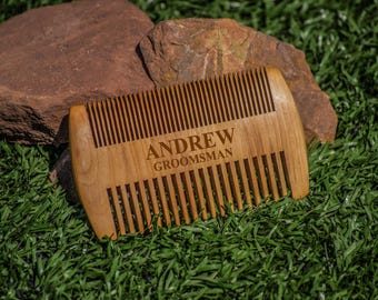 Wood Beard Comb, Personalized Engraved Combs, Beard Brush, Custom Beard Comb, Wooden Brush for Men, Barber Combing Brush, 2 sided grooming