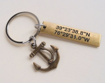 Anchor Keychain, Couples Keychain, Initial Tag Keychain, Husband Wife, Girlfriend Boyfriend, Best Friends, Bronze 8 Year Anniversary Gift
