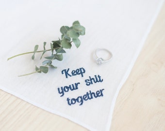 keep your shit together wedding handkerchief for mom, mother in law gift, something blue for bride gift from bridesmaid, stepmother of the