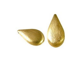 14mm Brushed Vermeil Gold Teardrop Beads 2 pcs Jewerly Supply Sale