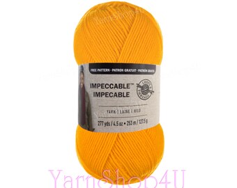SUNNY DAY Impeccable Brights Yarn. Loops & Thread Solid Yellow yarn. Yellow Impeccable Yarn is a big 4.5oz ball. For hats, scarves and more.