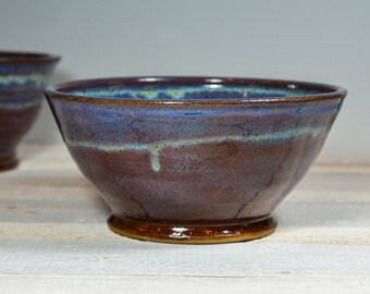 Ceramic Bowl - Mixing Bowl - Large Serving Bowl - Purple & Blue