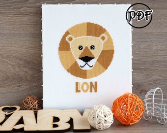 Lion head cross stitch pattern Baby cross stitch Nursery cross stitch Baby boy cross stitch Baby girl cross stitch Child cross stitch jungle