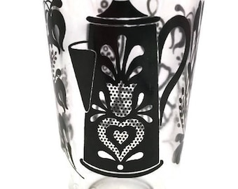 Vintage SWANKY SWIG 1950's Era Juice Glass with Black Trivets and Teapot