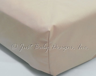 Fitted Crib Sheet - Khaki Solid Cotton