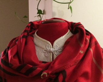 Red plaid flannel scarf, blanket scarf