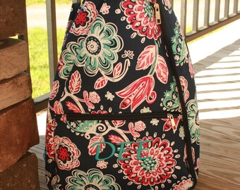Monogrammed Tennis Bag Navy Floral Ladies Personalized Tennis Racquet Backpack