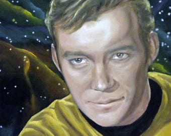 Captain Kirk Star Trek William Shatner 8x8" Print of Original Oil Painting
