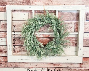Thick 6 Pane Wood Window Frame, Rustic Window Frame, Washed Wood Window Frame, Farmhouse Window Frame, Home Decor, Wall Decor
