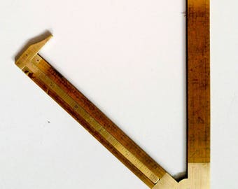 Vintage Lufkin Wooden Ruler with Brass Square