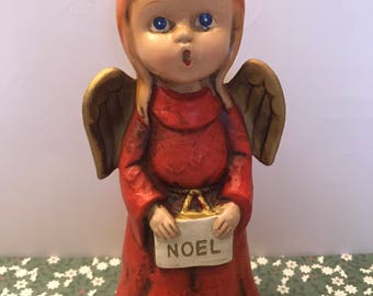 Vintage Noel Christmas angel choir paper mâché decoration made by Holmar, Midcentury Kitschmas angel