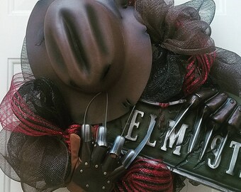 Nightmare on Elm street, Freddy Krueger, Halloween party Wreath.