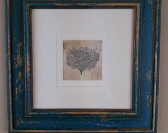Pretty little print on wooden frame 24x24 cm