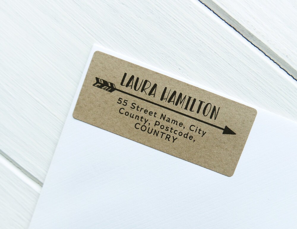 30 custom return address labels arrow personalized kraft brown custom return label