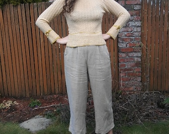 1960s pale yellow boatneck sweater