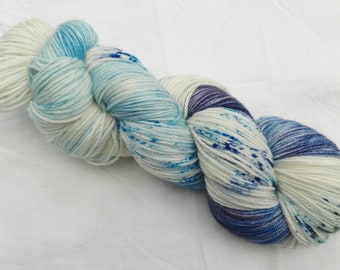 Hand dyed sock yarn merino cashmere nylon Blues