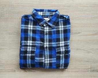 Flannel tartan blue shirt