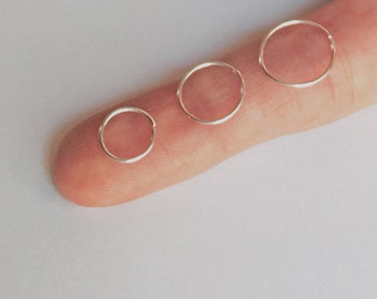 Sterling silver cartilage hoop, Endless septum ring, Silver hoop nose ring, 10, 8, 6 mm, 6mm tiny hoops, 20g 22g tragus, daith, helix hoop
