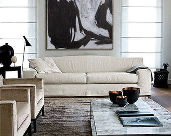 Abstract Painting, Contemporary Art, Hand Made art, extra large wall art, large wall decor, extra large canvas art, Black and white painting