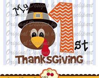 My 1st Thanksgiving svg dxf,Pilgrim Hat Turkey boy SVG DXF Silhouette & Cricut Cut Files DGTH30 -Personal and Commercial Use