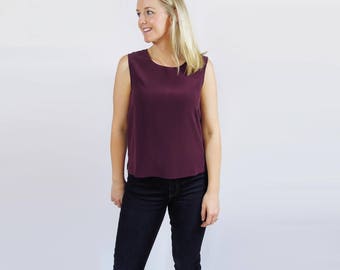 Pure Silk Sleeveless Top Maroon