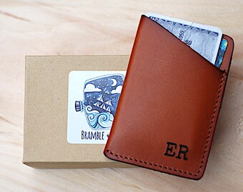 Personalized Monogrammed Genuine Leather Mens Minimalist Wallet with Custom Quote, Groomsmen, Best Man, Father's Day Gift, Christmas,For Him
