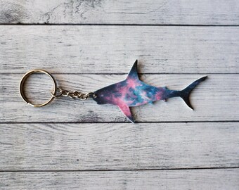 Galaxy Nebula Space Shark Keychain Horror Keychain Halloween Keychain