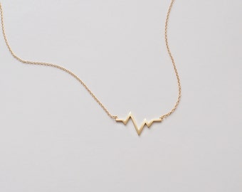 HeartBeat Necklace, ECG Necklace , Delicate Minimalist Necklace in Sterling Silver, Gold, Rose Gold #D98