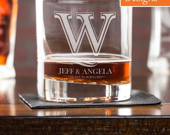 Cocktail Glass, Personalized Whiskey Glass, Engagement Gift, Whiskey Rocks Glass, Best Man Glass, Monogram Rock Glass, Couple Gift