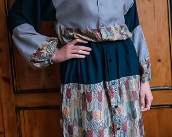 Inspiried by 70-ties: Upcycled Silk Dress, size (europ) S/M