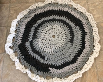 Rag Throw Rug - 28" - Hand Crocheted