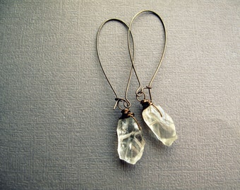 Raw Crystal Earrings - Green Amethyst Earrings - Boho Crystal Earrings - Crystal Dangle Earrings - Green Amethyst Jewelry - Boho Earrings