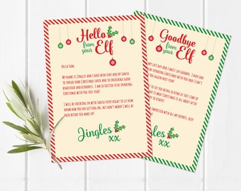 Personalised Elf hello & goodbye letter, size A4 DIY PRINTABLE DOWNLOAD