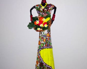 African new paper dol African statue made of handmade paper