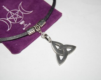 leather choker celtic knot pewter pendant