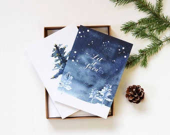 Christmas cards. Christmas card set. Christmas card. Holiday cards. Greetings cards. Calligraphy christmas cards. Boxed holiday cards.