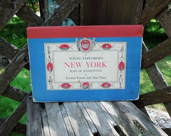 A Young Explorers's New York Maps o Manhattan Book - Vintage 1962 Edition Illustrated Maps of Central Park, The Village, Special Events