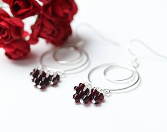 Deep Siam Red Swarovski Crystal Earrings