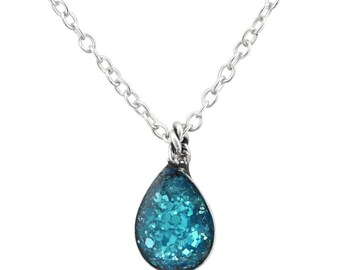 Oxidised Sterling Silver Teardrop Necklace