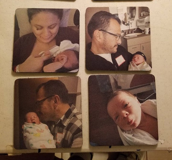 Set Of 4 Custom Photo Coasters. Print Picture, Logo or Any Design 4"x4""x1/4" Customized Coasters Personalized Coaster