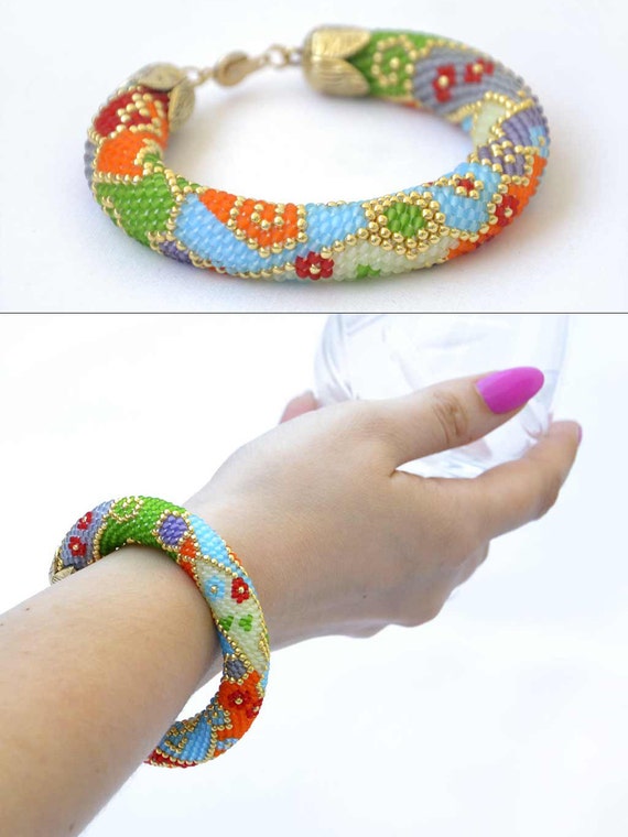 Bracelets for Women Carnival Bead Crochet Bracelet Beaded