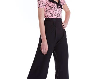 Black crepe swing pants