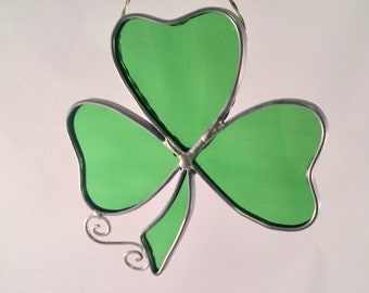 Stained Glass Shamrock Suncatcher - St Patrick's Day - Irish - Three Leaf Clover - Shamrock Suncatcher - Stained Glass Shamrock