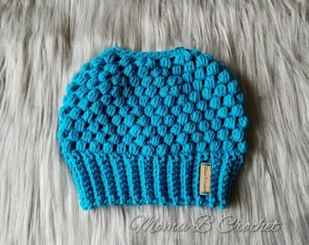 Crochet Adult Messy Bun Hat, Messy Bun Hat, Messy Man Bun Hat, Pony Tail Hat, Messy Bun Toque, Claire Messy Bun, Claire Messy Bun Hat