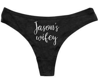 Wifey Thong - Property Of Thongs - Thongs - Funny Panties - Womens Underwear - Funny Black Thong - Adult Underwear - Custom Panties
