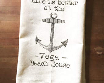 Customized Lake or Beach House Flour Sack Towel