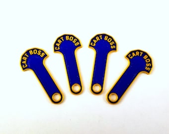 4/6Pcs Cart Boss - Premium Shopping Cart Release Key - Loonie or Quarter, Royal Blue/Gold Cart Coin Key