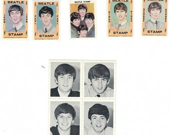 2 SETS 1964 BEATLES STAMPS 1 B/W & 1 Color Set