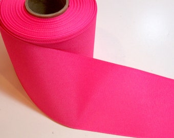 Wide Pink Ribbon, Neon Pink Grosgrain Ribbon 3 inches wide x 3 yards, SECOND QUALITY FLAWED