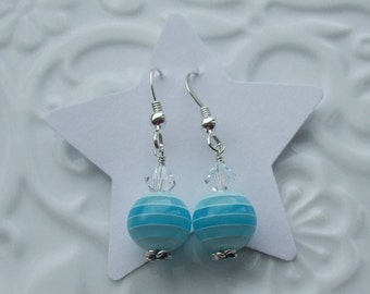 Blue Stripe Sterling Silver earrings